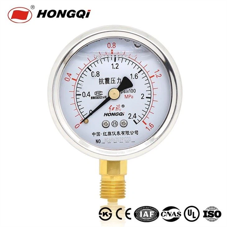 2 1/2 Inch Glycerin Filled Pressure Gauge With NPT1/4 Low Mount