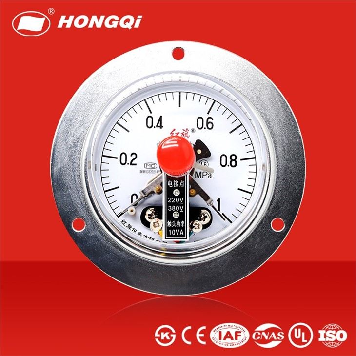 100mm Axial Magnetic Electric Contact Pressure Gauge With Flange