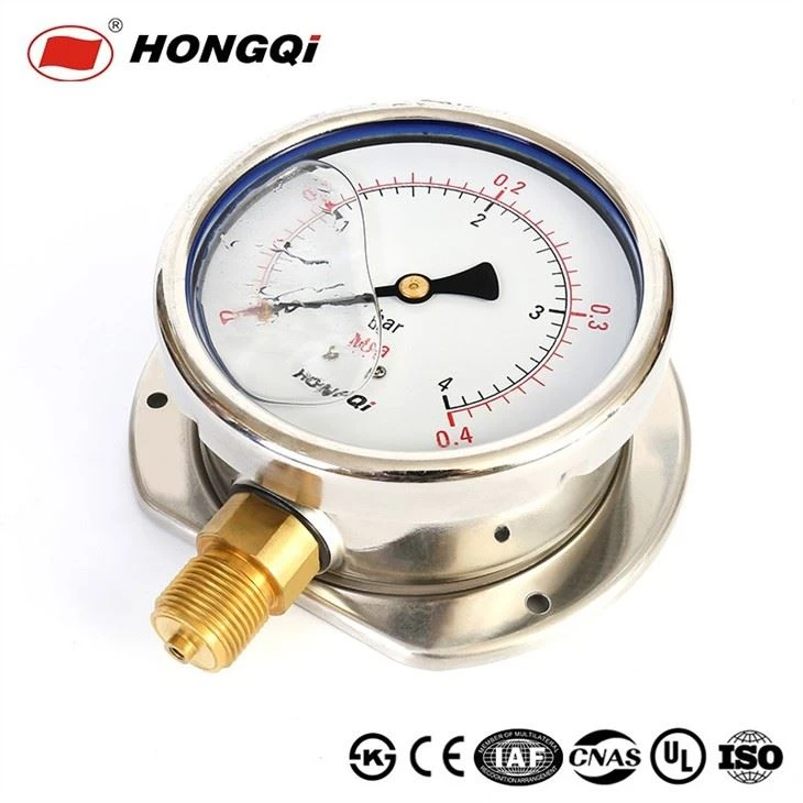 Glycerine/ Silicone Oil Filled Vacuum Pressure Gauge With Flange